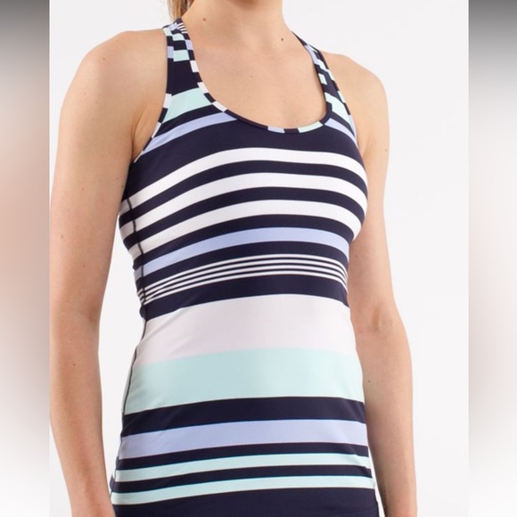 lululemon athletica Tops - 185.  Lululemon Cool Racerback
Discover Stripe White Deep Indigo 14”P2P 26”